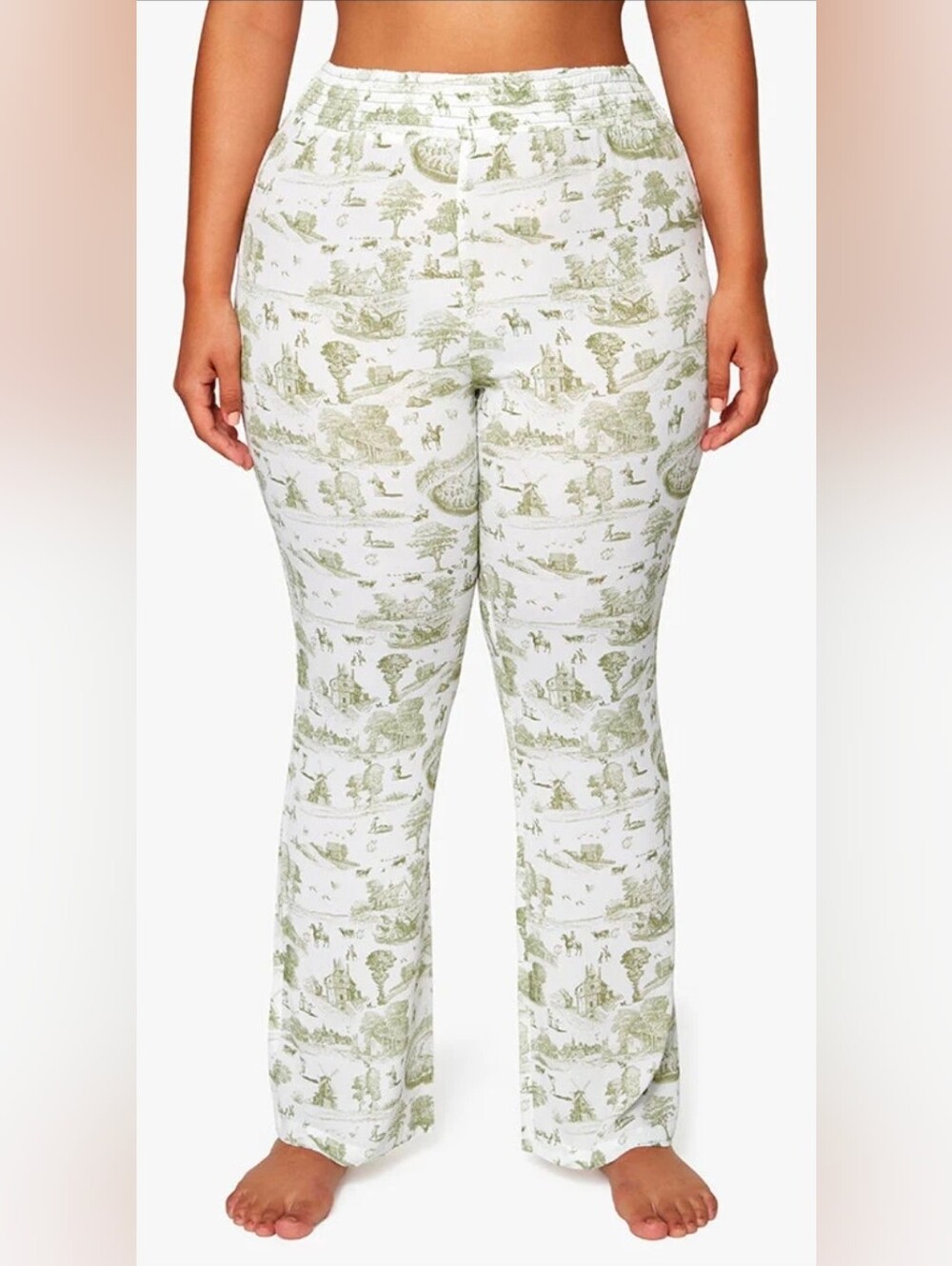 WeWoreWhat Smocked Vintage Toile Flare Pants - Picture 3 of 6